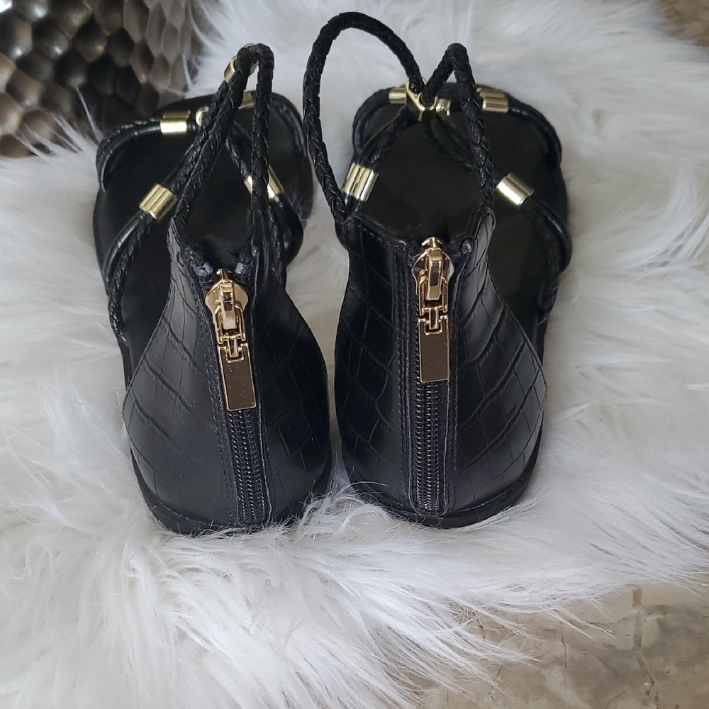 Aldo Black Sandals with Gold Accents Size 8.5 - Picture 4 of 14